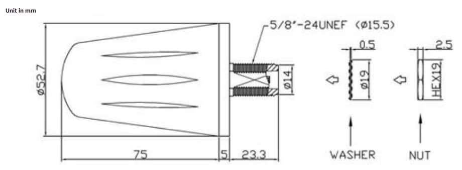 Mechanical Drawing - Abracon AEMF3108X-F LTE/5G Wideband Dome Antenna
